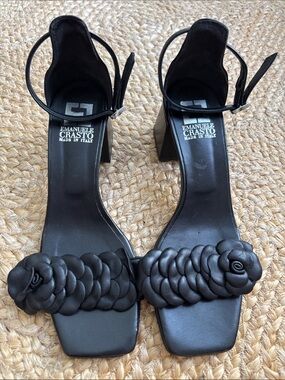 Emanuele Castro Black Braided Leather Ankle-Strap Sandals